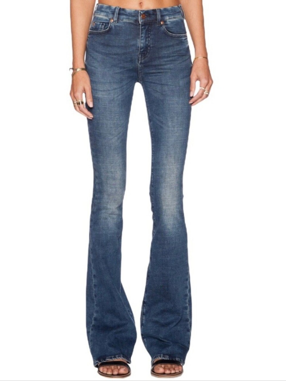$280 Anthropologie | MiH Marrakesh bodycon Blue Flare Jeans for Women size 26